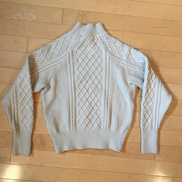 Vero Moda Cream Beige Cable Knit Mock Neck Sweater - Picture 2 of 5